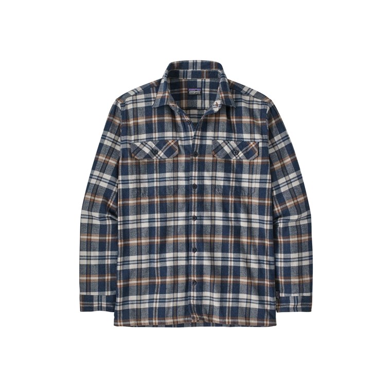 Patagonia Organic Cotton Midweight Fjord Flannel LS Shirt Men Fields New Navy