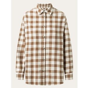 KnowledgeCotton Apparel Flannel Boyfriend Fit Checked Shirt Beige Check