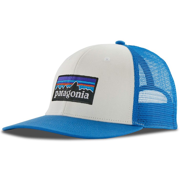 Patagonia P-6 Logo Trucker Hat White W/Vessel Blue