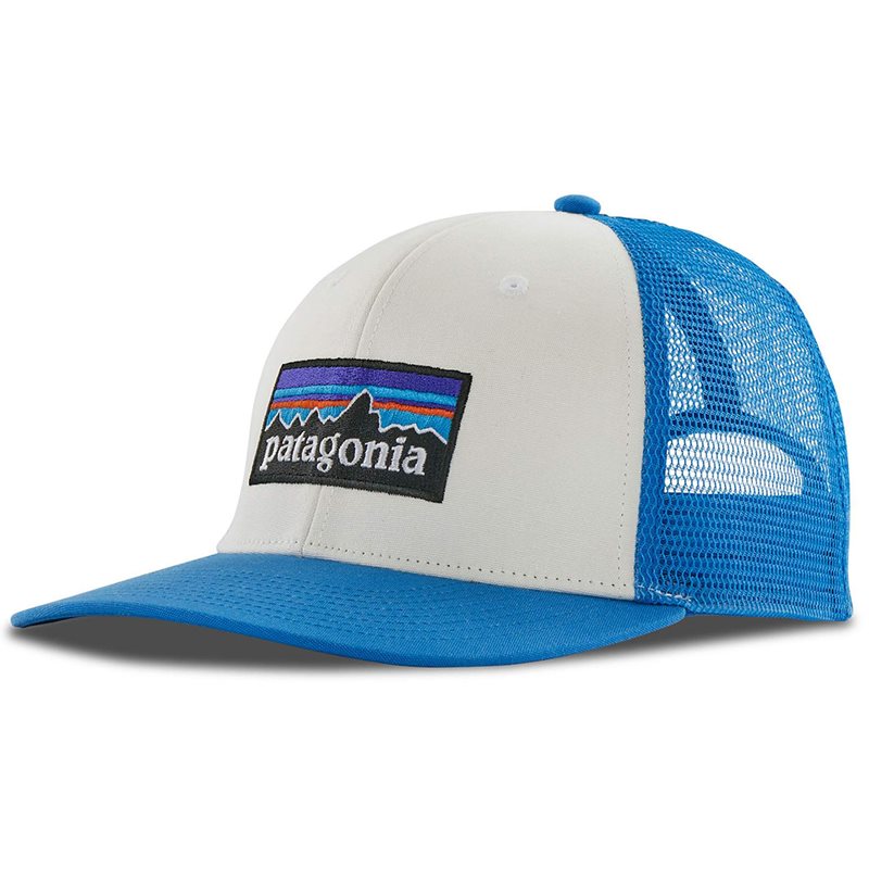Patagonia P-6 Logo Trucker Hat White W/Vessel Blue