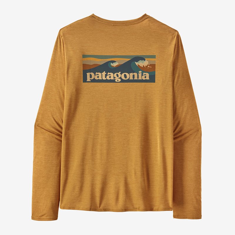 Patagonia M’s L/S Cap Cool Daily Graphic Shirt – Waters Boardshort Logo: Pufferfish Gold X-