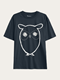 KnowledgeCotton Apparel Regular Big Owl Front Print T-Shirt Burned Olive