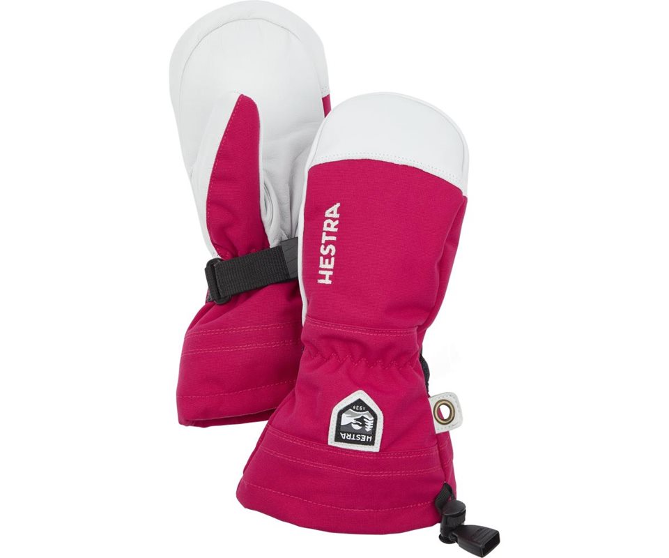 Hestra Army Leather Heli Ski Mittens Kids Fuchsia