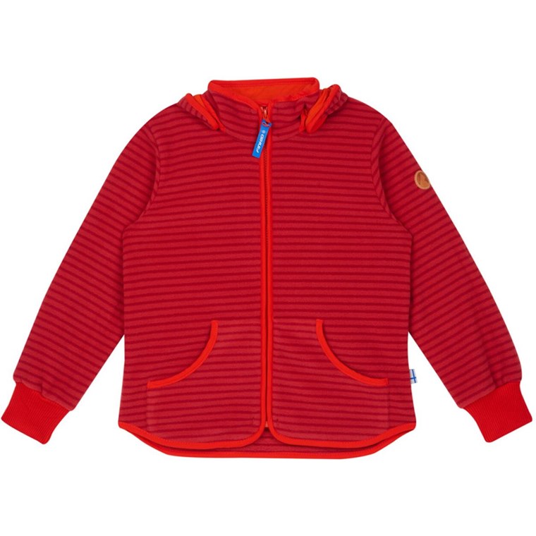 Finkid Tonttu Striped Fleece Jacket Kids Cranberry/Grenadine