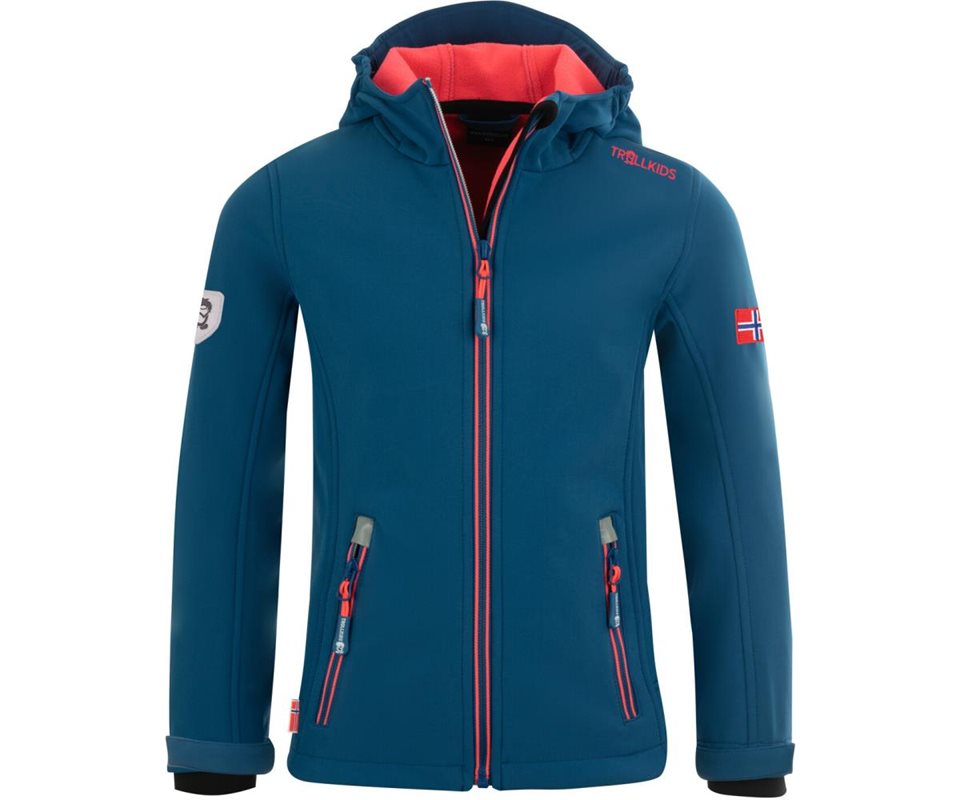 TROLLKIDS Trollfjord Jacket Girls Midnight Blue/Coral