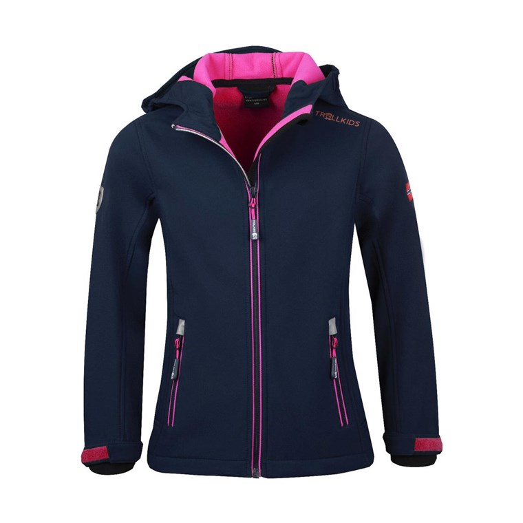 TROLLKIDS Trollfjord Jacket Girls Navy/Magenta