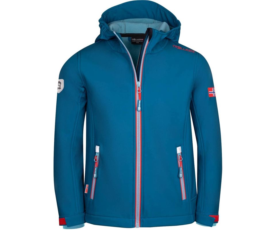 TROLLKIDS Trollfjord Jacket Kids Petrol/Dolphin Blue/Spicy Red