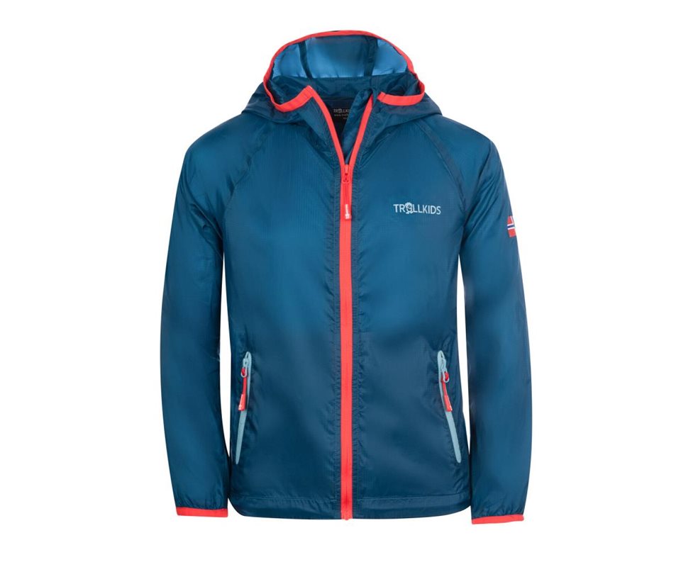 TROLLKIDS Fjell Running Jacket Kids Petrol/Spicy Red