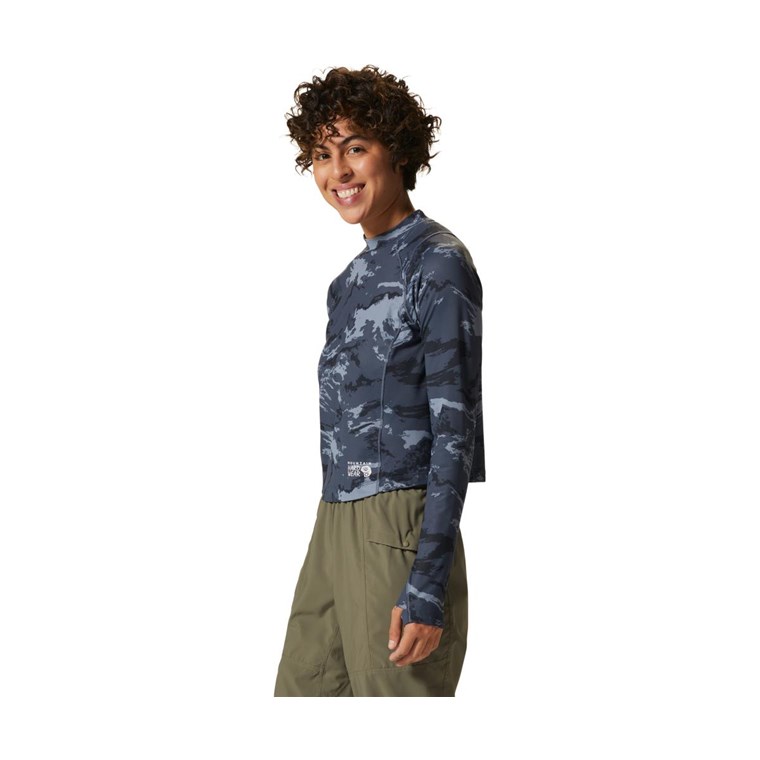 Mountain Hardwear Crater Lake LS Crop Shirt Women Blue Slate Crag