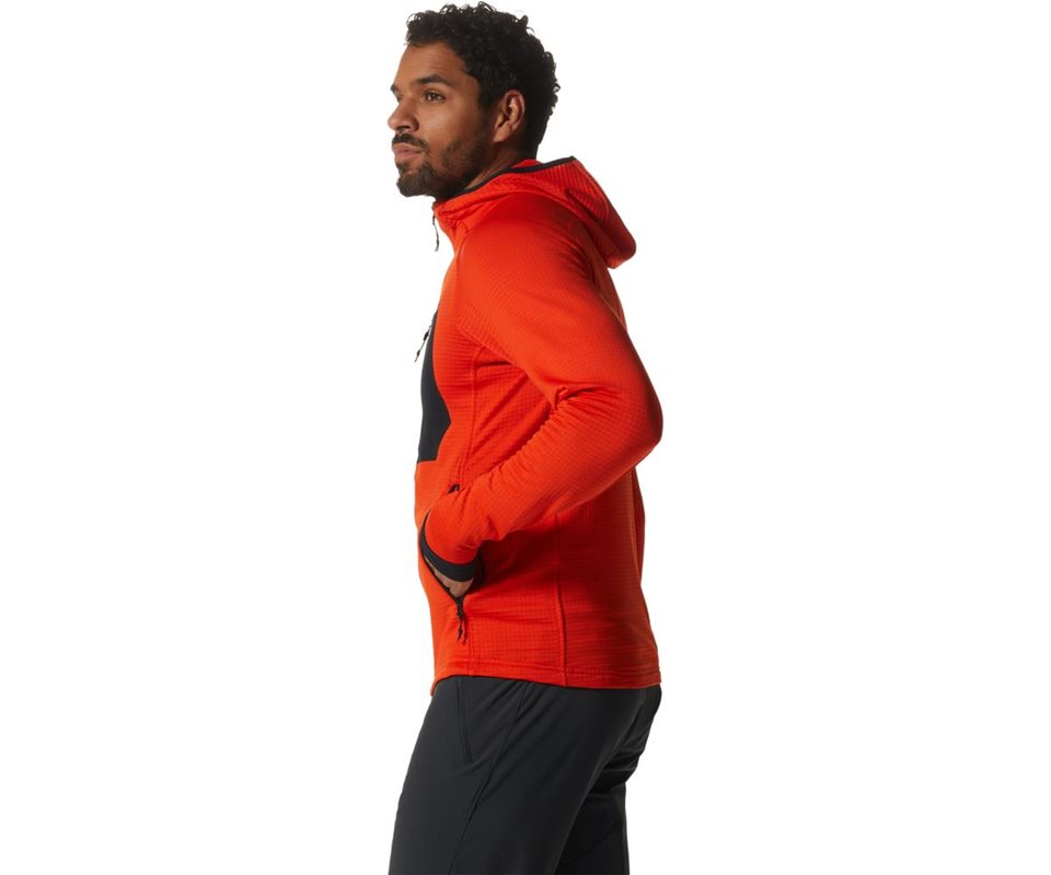 Mountain Hardwear Polartec Power GridFull Zip Hooded Jacket Men State Orange