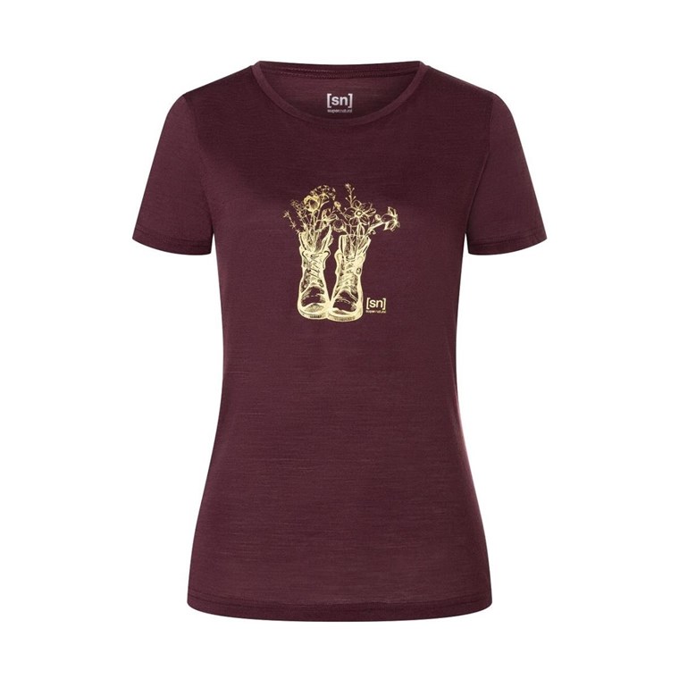 Super.natural Blossom Boots Tee Women Wine Tasting/Gold