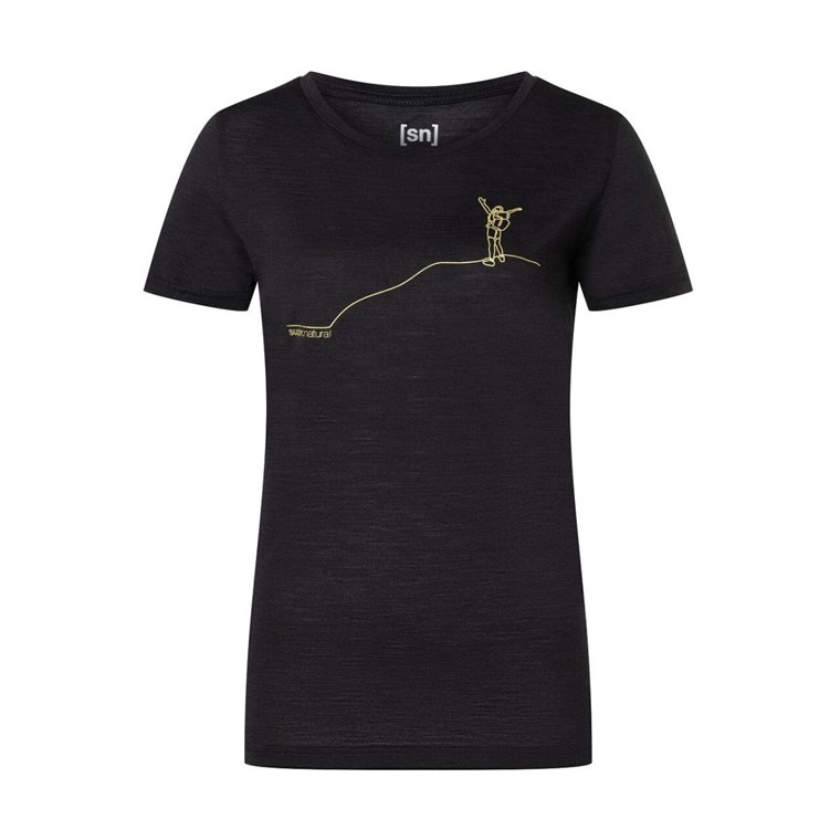 Super.natural Gipfelglück Tee Women Jet Black Melange/Gold