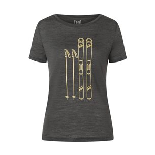 Super.natural Skiing Tee Women Pirate Grey Melange/Gold