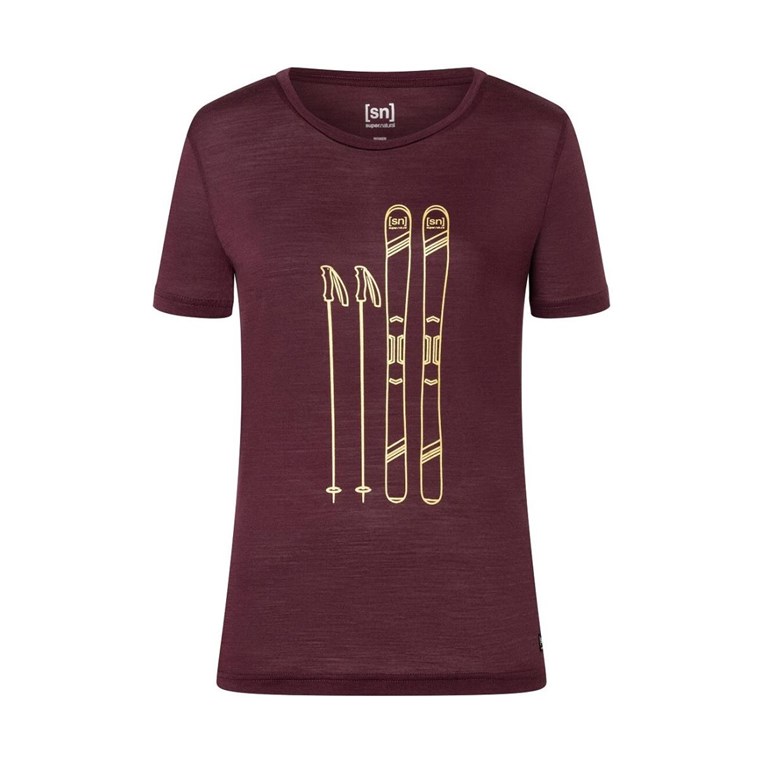 Super.natural Skiing Tee Women Wine Tasting/Gold