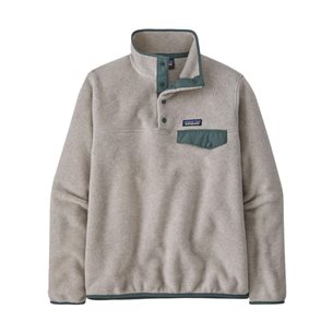 Patagonia Lightweight Synchilla Snap-T Pullover Women Oatmeal Heather W/Nouveau Green