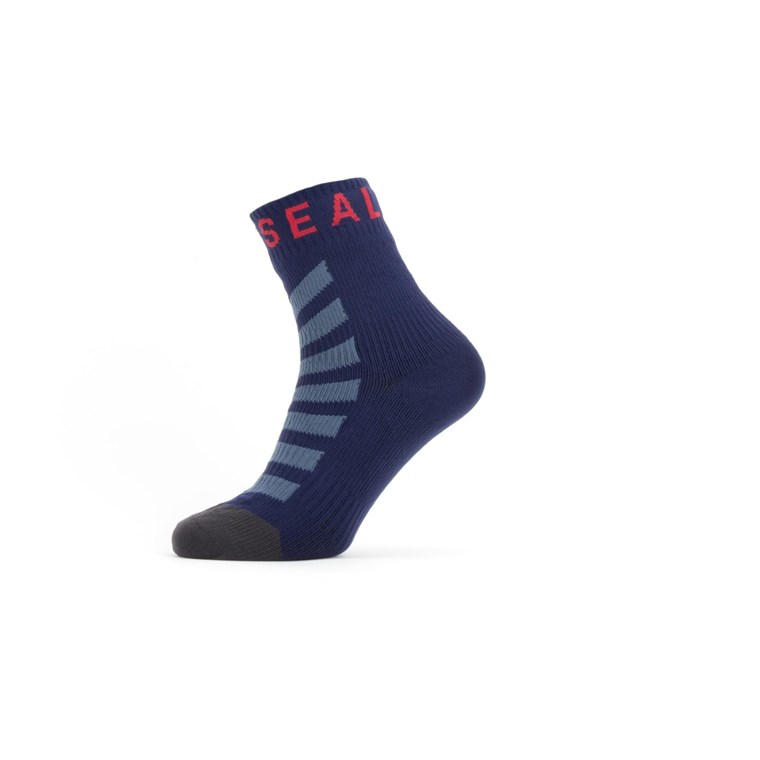 Sealskinz Waterproof Warm Weather Ankle Socks with Hydrostop Navy Blue/Grey/Red