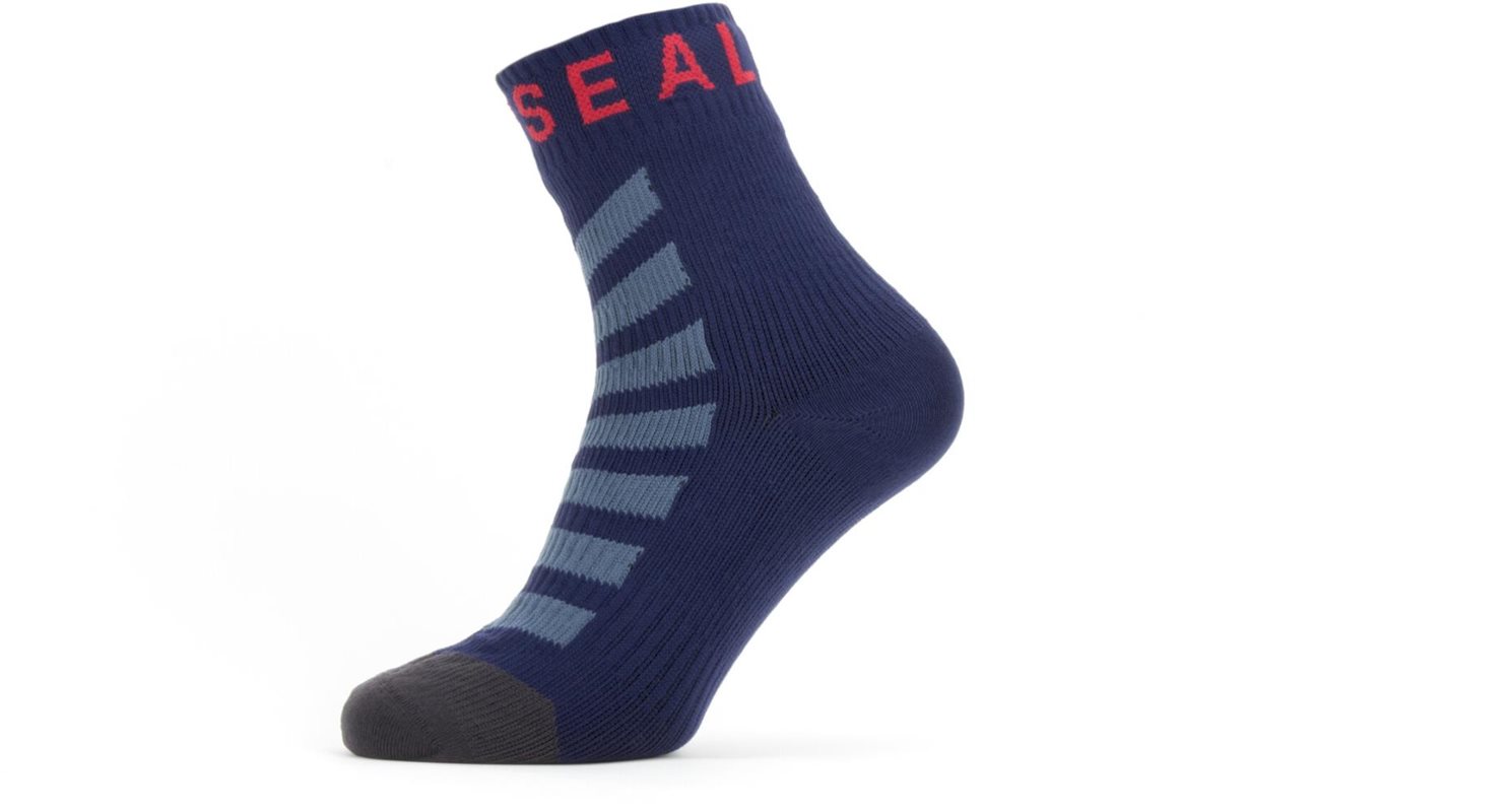 Sealskinz Waterproof Warm Weather Ankle Socks with Hydrostop Navy Blue/Grey/Red