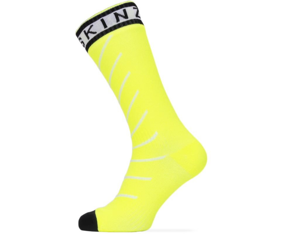 Sealskinz Waterproof Warm Weather Mid Socks withHydrostop Neon Yellow/Black/White
