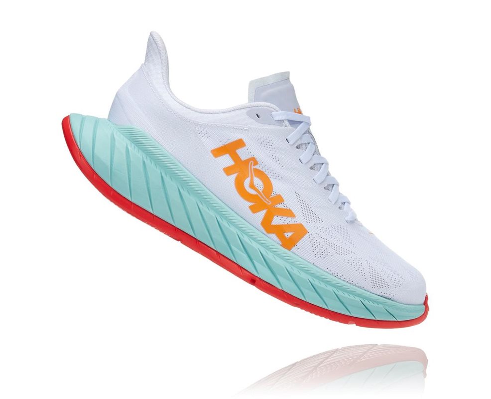 Hoka Carbon X 2 Shoes Men White/Blazing Orange