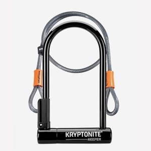 Bygellås Kryptonite Keeper Standard Original, 203 mm + Låsvajer Flex, 120 cm, Ø 10 mm