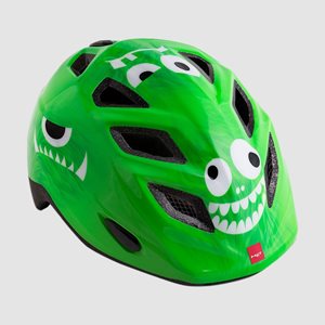 Cykelhjälm MET Elfo Green Monsters/Glossy, grönt spänne
