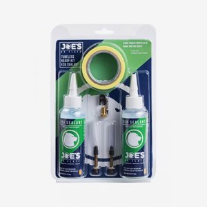 Tubelesskit Joe's Tubeless Ready Kit Eco Sealant 2 x 125 ml, 32 mm, aluminium, 2-pack, + 21 mm fälgtejp + ventilkärneverktyg