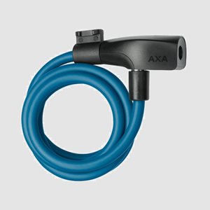 Spirallås AXA Resolute, 120 cm, Ø8 mm, blå, inkl. fäste