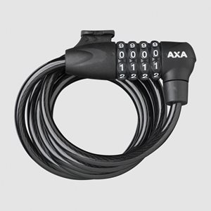 Spirallås AXA Rigid Cable Code, 180 cm, Ø8 mm, inkl. fäste