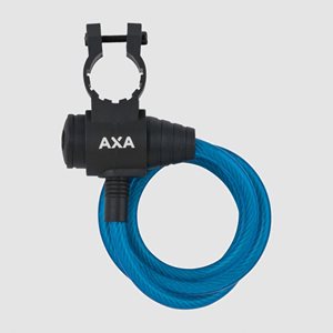 Spirallås AXA Zipp, 120 cm, Ø8 mm, blå, inkl. fäste