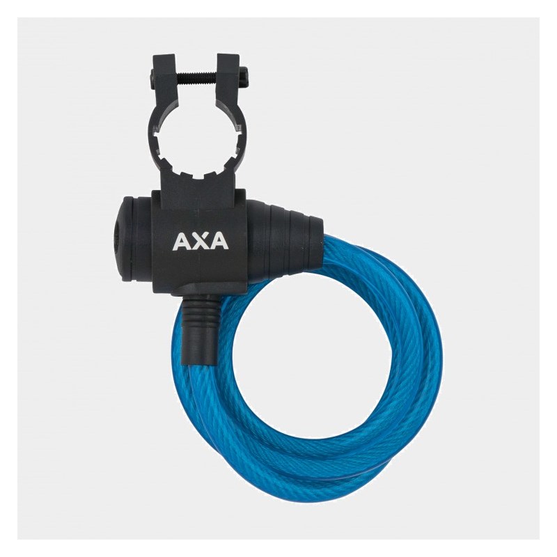 Spirallås AXA Zipp, 120 cm, Ø8 mm, blå, inkl. fäste