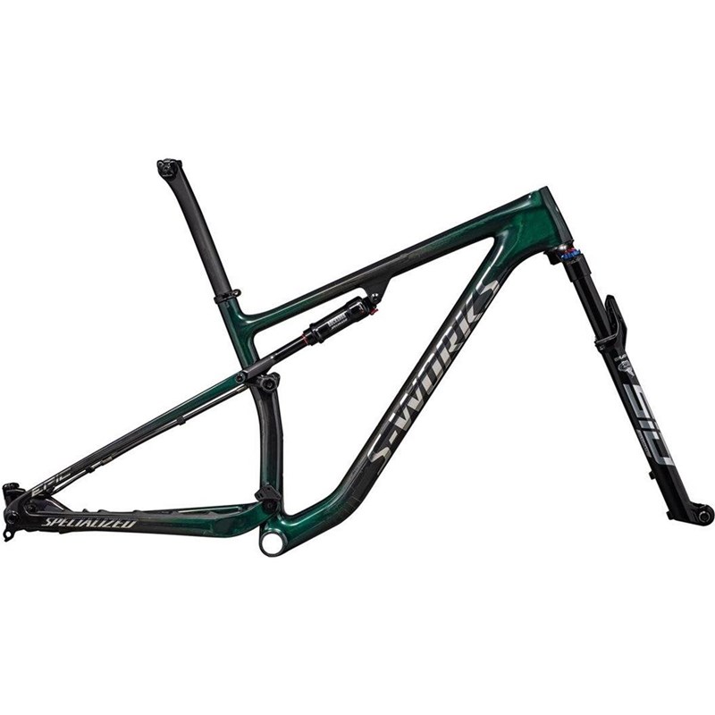Cykelram Specialized Epic S-Works GLOSS GREEN TINT FADESOVER CARBON / CHROME