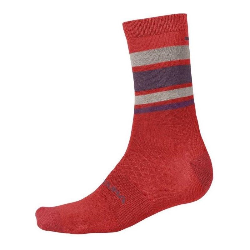 Endura Cykelstrumpor Baabaa Merino Stripe Pomegranate