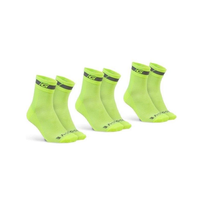 Gripgrab Cykelstrumpor Classic Regular Cut Summer 3-Pack Yellow Hi-Vis