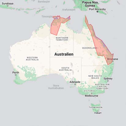 Utbredningskarta för Liocheles australasiae
