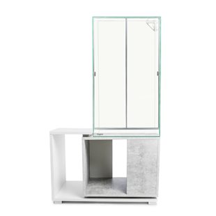 Zqare - Terrarium 60x60x120 cm & Betong/vit möbel