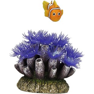 Akvariedekoration Clownfisk med koraller - 11x10.5x12.5 cm