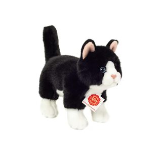 Gosedjur Katt - Stående - Svart/vit - 20 cm