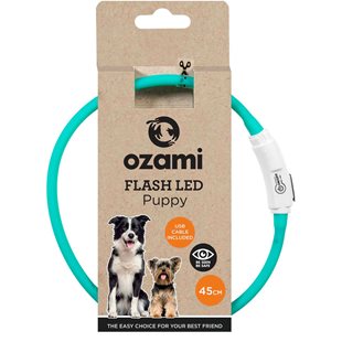 Halsband Flash Puppy LED - Turkos - 45 cm