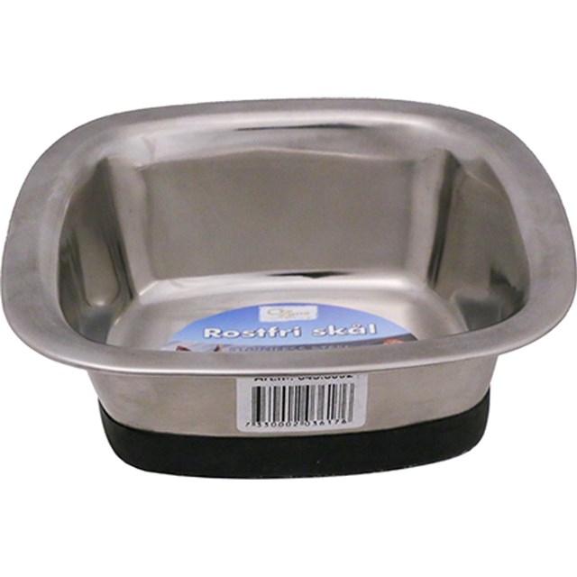 Hundskål Rostfri - Fyrkantig - Sluttande - 425 ml