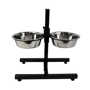 Hundskål - Rostfri - Matbar - Justerbar Höjd - 11-40 cm - 2x1700 ml