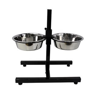 Hundskål - Rostfri - Matbar - Justerbar Höjd - 11-40 cm - 2x3950 ml