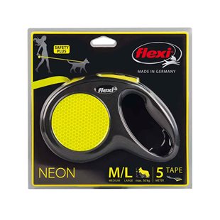 Flexi Koppel New Neon - M - 5M band - Neon - Max 25 kg