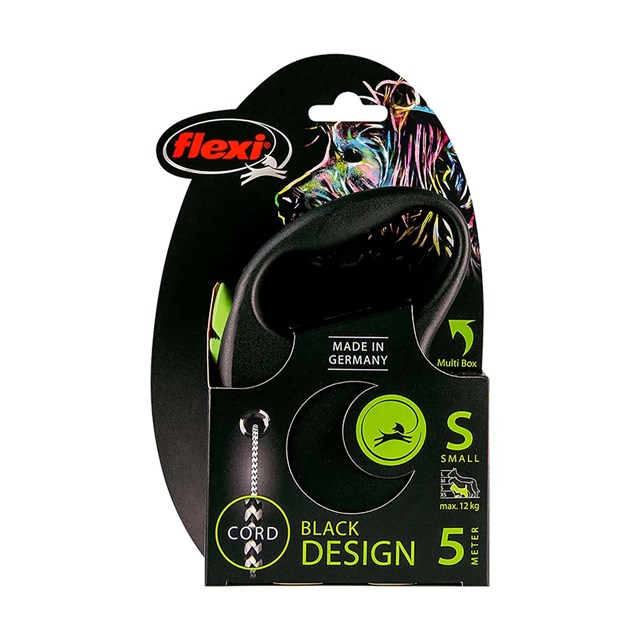 Flexi Koppel Black Design - S - 5M Lina - Grön - Max 12 kg