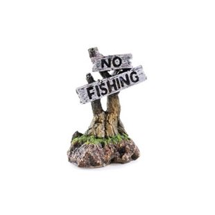 No Fishing Skylt - Akvariedekoration - Mixfärg - 8 cm