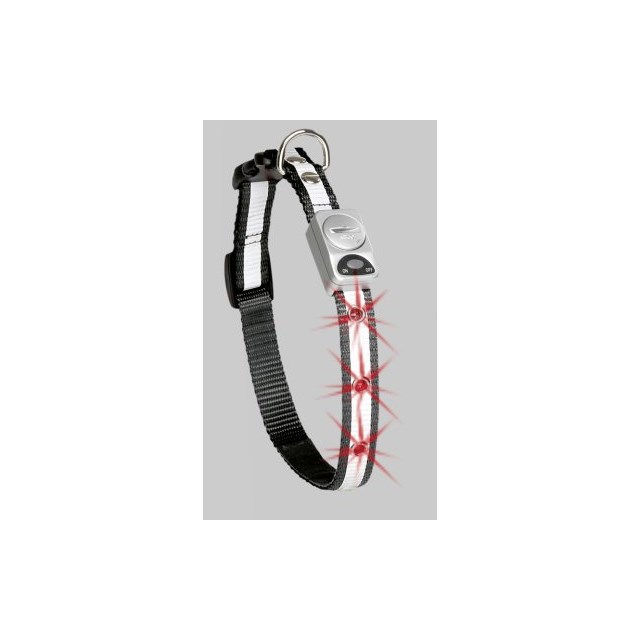Halsband Nylon - Reflex m. LED - 20mm x 40-55 cm