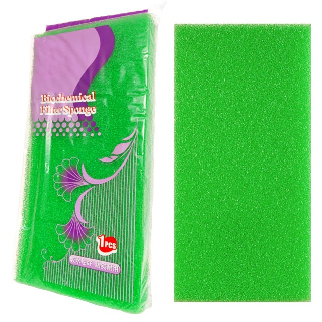 Bio Sponge 50x25x5 cm - Grön grovporig filtermatta