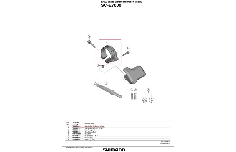 Shimano Stay A (Dia31.8 mm) med mutter Sc-E7