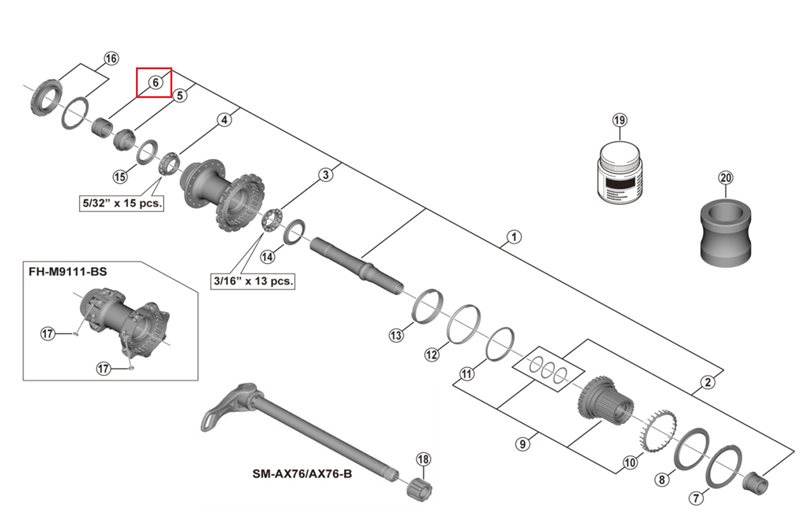 Shimano låsemutterenhet L.H. Fh-M9111