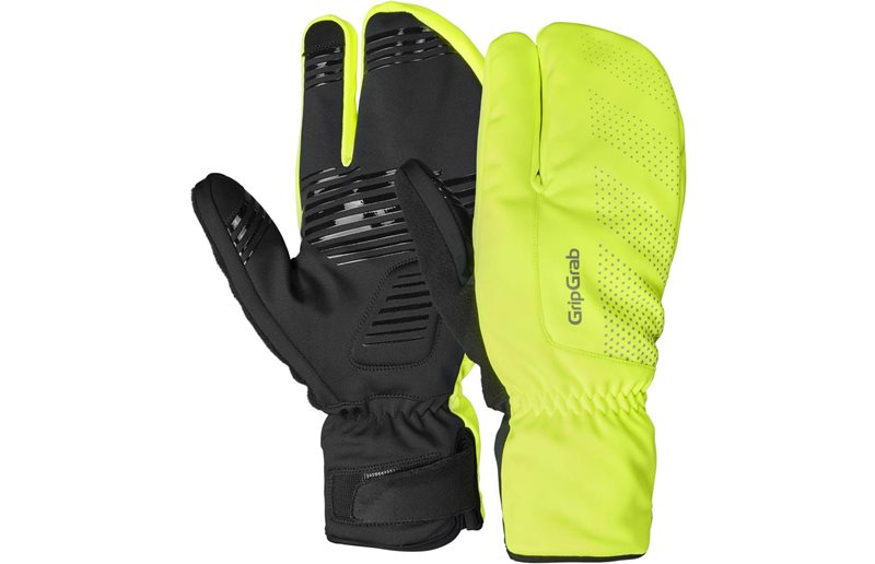 Pyöräilyhanskat GripGrab RIDE Windproof Deep Winter Lobster Gloves Yellow Hi-Vis