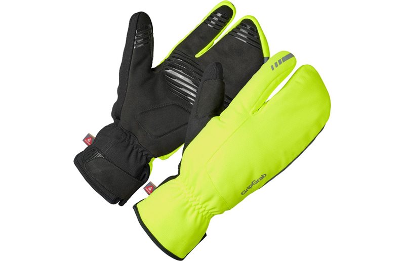 Pyöräilyhanskat GripGrab Nordic 2 Windproof Deep Winter Lobster Gloves Yellow Hi-Vis